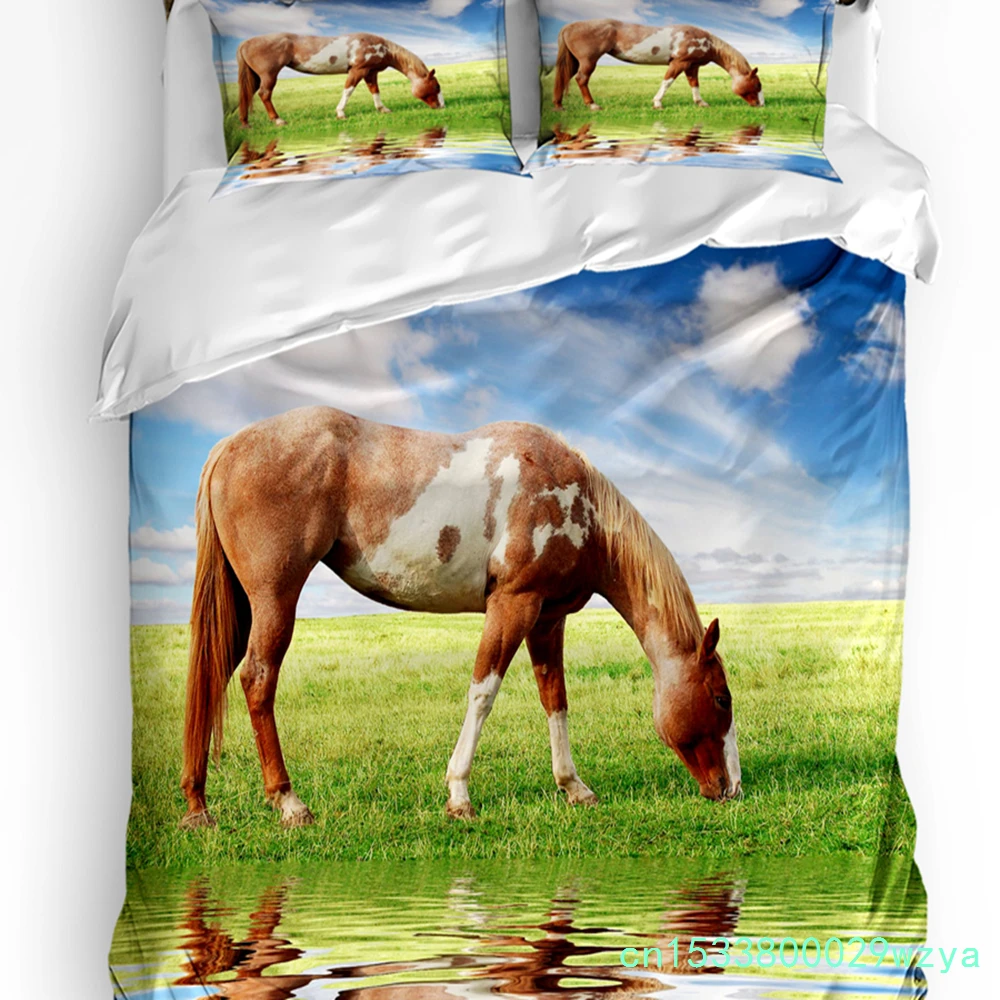 Horses Bedding Set For Bedroom Bed Home Palomino Horse In Sand Desert With Long Blond Male Duvet Cover Quilt Cover Pillowcase