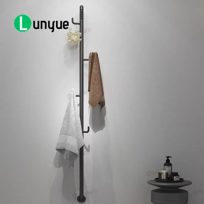 Electric Heated Towel Rack Vertical Rotating Bath Towel Warmer with Hooks Fast Drying Radiator for Bathroom Home Hotel Use