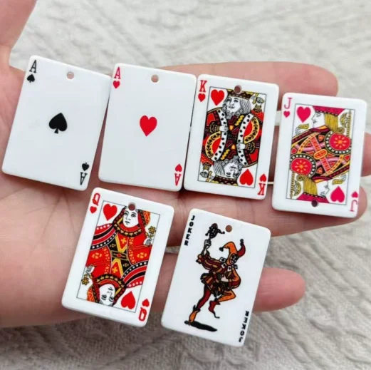 10 Pcs Acrylic Playing Cards Charm Pendant For Jewelry DIY Bracelet Earrings Decorative Material Accessories