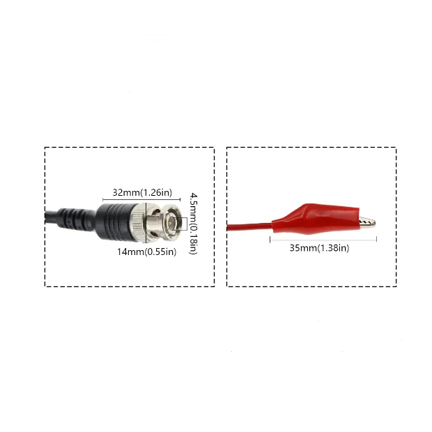 BNC Male to Clip Test Cable Oscilloscope Probe Connection Cable Q9 to Dual Clip Monitor Accessory Power Cable