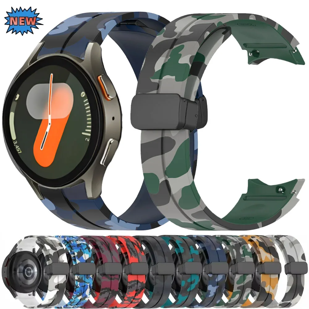 Correa de silicona de camuflaje para Samsung Galaxy Watch 7/6/5/4 40mm 44mm/pulsera clásica de 47mm 43mm para Samsung Watch 5pro 45mm