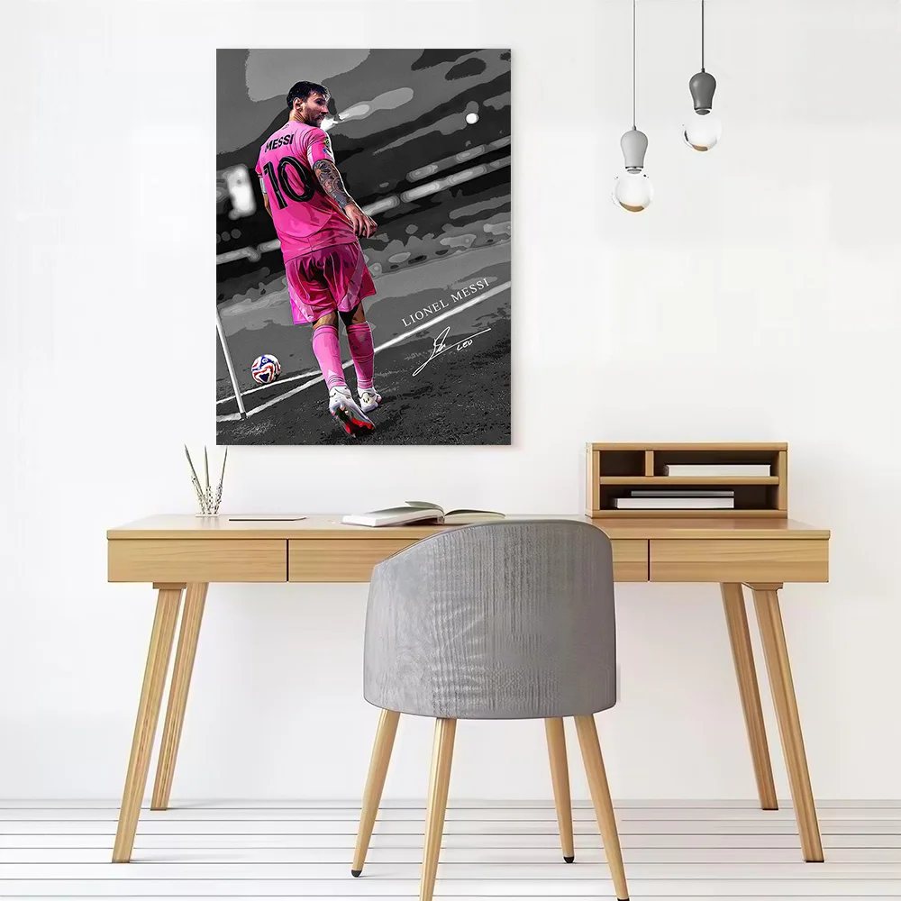 Lionel Messi in Pink Jersey Poster Customizable Printed Canvas Painting for Pictures Wall Art Modern Home Decoration Living Room