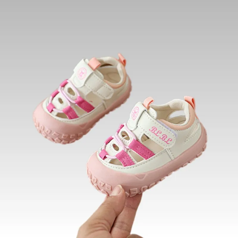 Girls Boys Genuine Leather Sandals Summer Children Beach Shoes Anti Slip Soft Sole Toddler Kids Shoes Anti Collision Baby Shoes