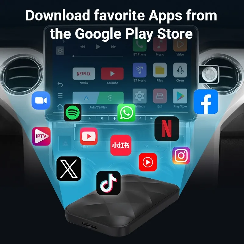 Four-Core 2G+16G 4G+32G Android 14 CarPlay BoxWireless CarPlay Smart Box Android Auto Car-Phone Interconnection USB/Type-C