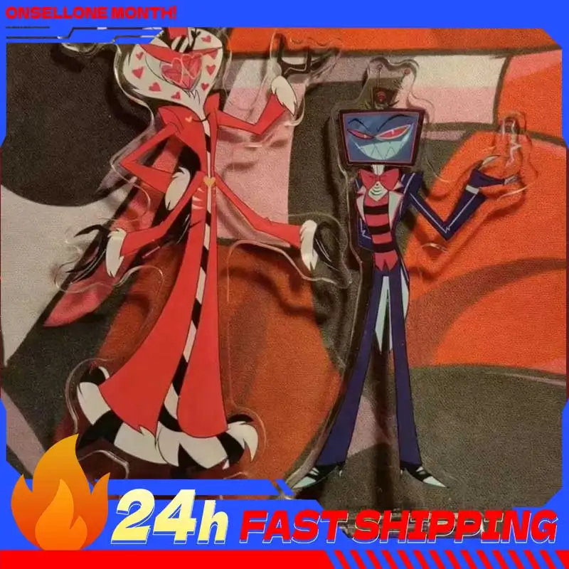 Hazbin Anime Peripherals Vox Figurine Standing Plate Valentino Figure Acrylic Stand Collectible Desktop Ornament Toys Gift