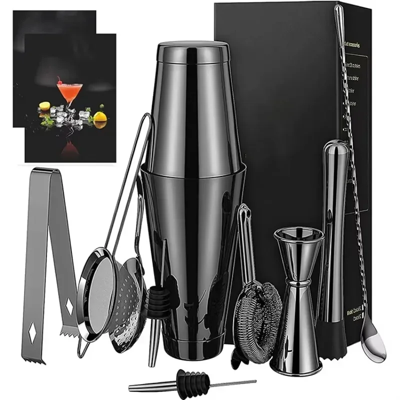 Professional Beverage Tools Bartender Kit Bar Accessories Stainless Steel Wood Cocktail Shaker Set