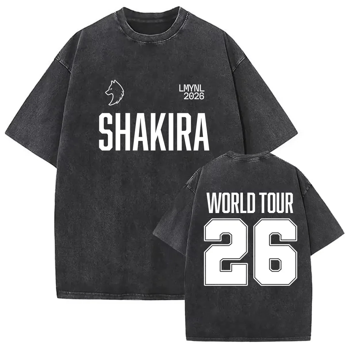 1pc Vintage Shakira LMYNL World Tour 2026 Washed Merch T-shirts Men Women Kids High Quality Fashion