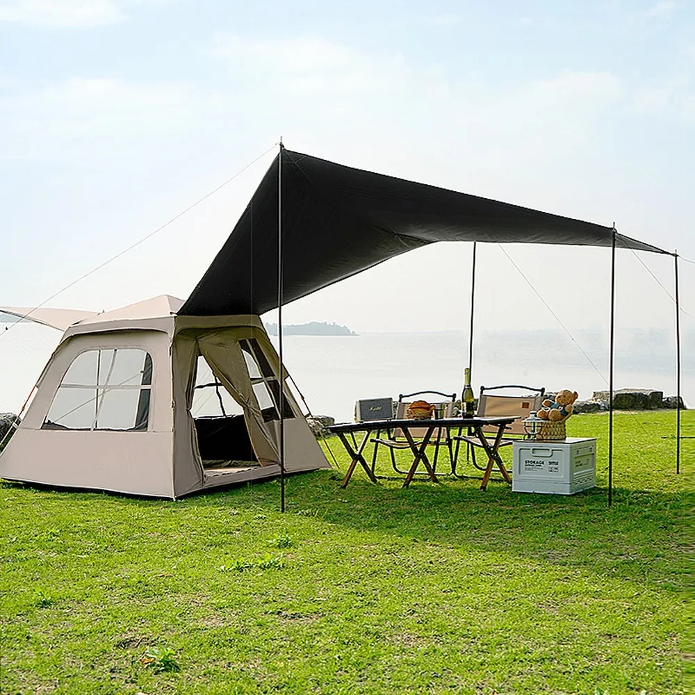 Waterproof 3-4 Person Pop Up Camping Tent, Blackout Canopy Combo, Easy Fold Portable Outdoor Shelter view 3