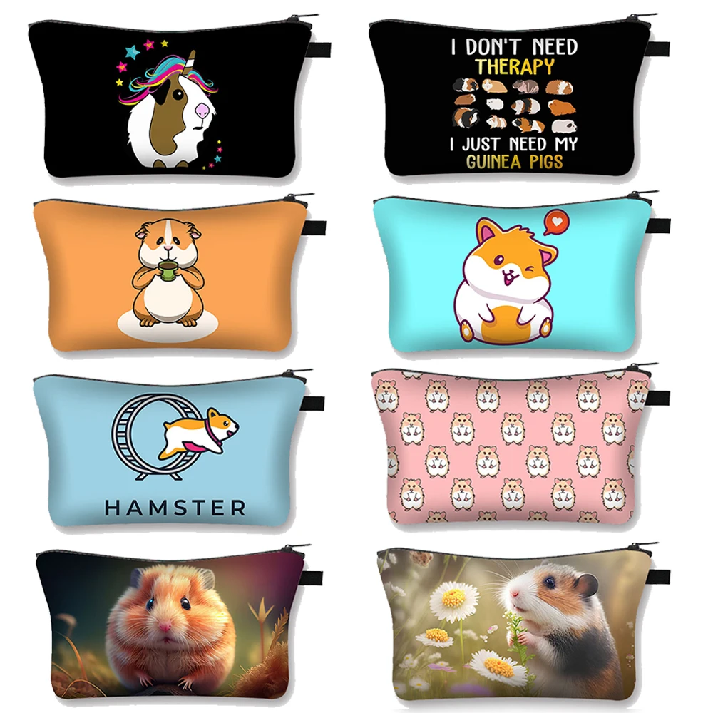 Cute Animal Guinea Pig Cosmetic Case Pet Hamster Women Toilet Bag for Travel Lipstick Jewels Storage Beauty Bags Zipper Pouch