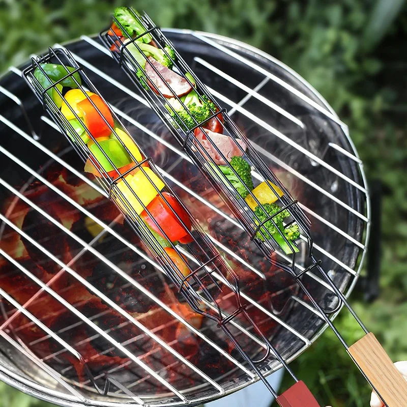 Stainless Steel Barbecue Cage Vegetable BBQ Clamp Barbecue Clip Sausage Clip Net Rack Net Clip BBQClip BBQ Grill