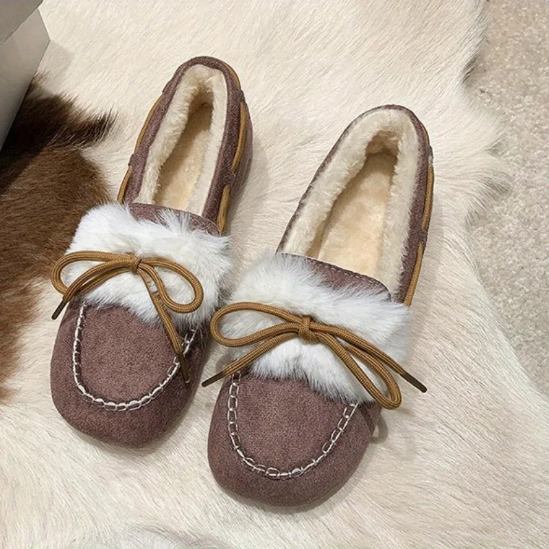 

2026 New Women's Winter Plush New Versatile Flat Shoes for Outer Wear Simple and Comfortable Daily Casual Warm Women's Shoes
