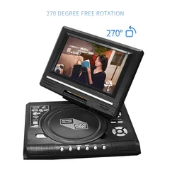 Mini DVD Player 7.8 inch Desktop Digital Smart TV CD EVD Disc Players Remote Control Portable Travel 270° Rotatable Screen