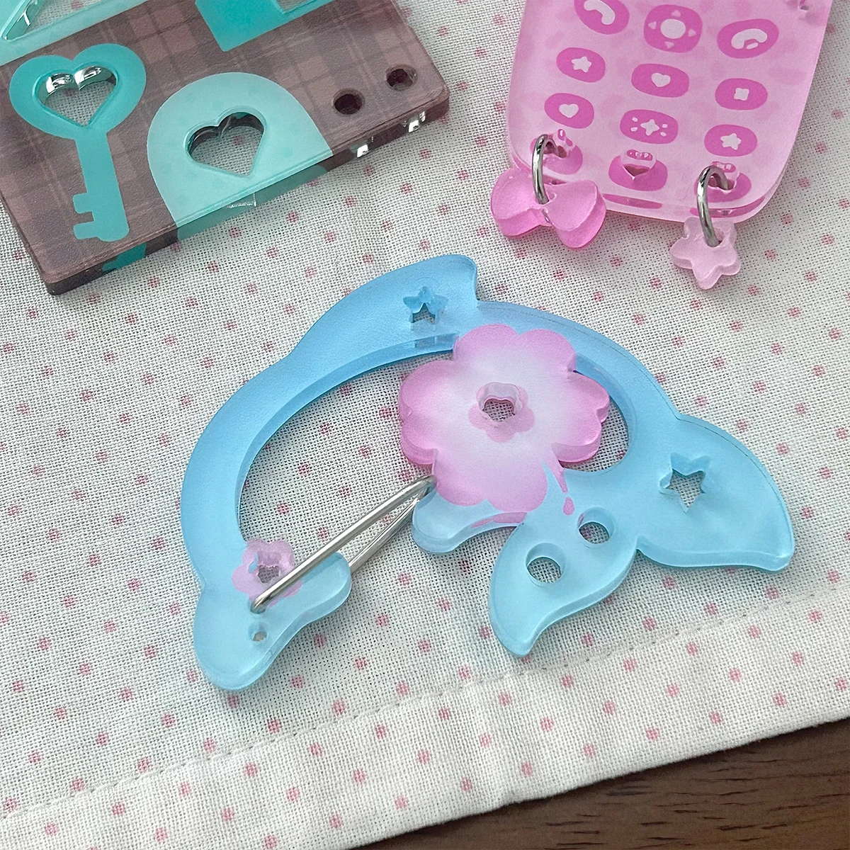 WAKAWAKA Kawaii Akrilik Pesona Carabiner Scrapbook Ita Tas Dekorasi Aksesoris Gantungan Kunci Gaya Korea