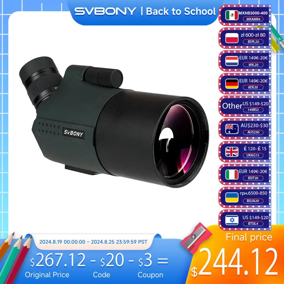 

SVBONY SV41 Pro Mak Spotting Scopes Astronomical Telescope 28-84x80 FMC K9 Waterproof Camping Equipment for Target Shooting