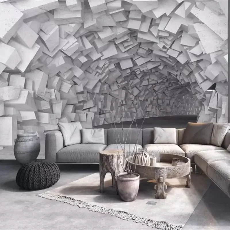 Custom wallpaper 3D mural European retro extension space tunnel industrial back living room bedroom view wallpapers home decor