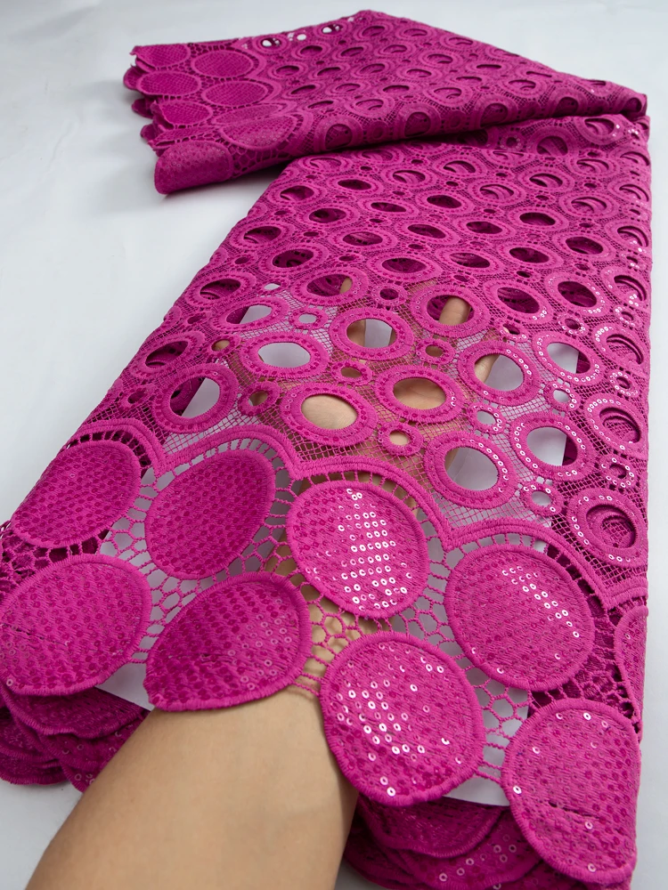 Guipure Cord Lace Fabric 2023 High Quality African Lace Fabric Pure White Nigerian Water Soluble Lace Fabric For Women TY3315