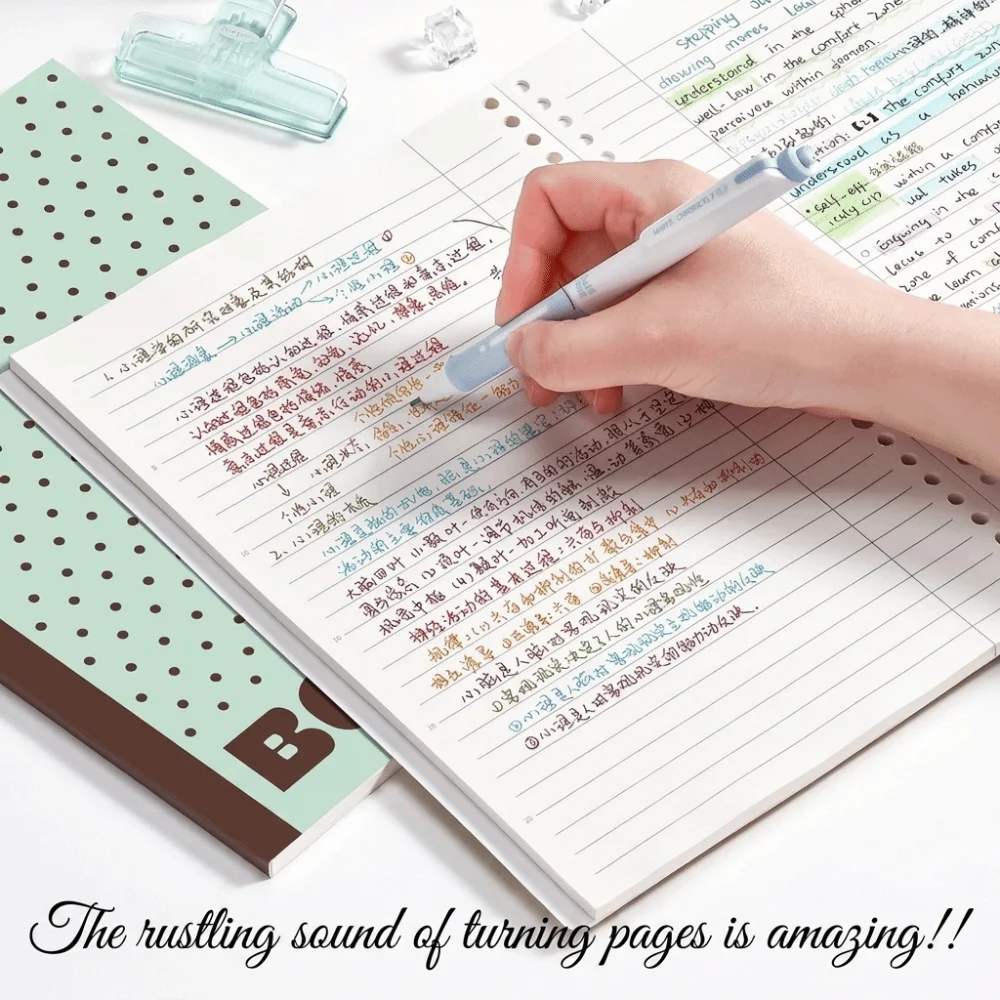 2 pcs/set Polka Dot B5 Loose Leaf Notebook Thin Soft Cover Horizontal Line Inner Page Lined Journal 60 Sheets Lightweight