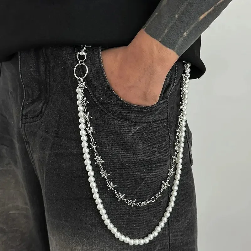 Salircon - Cadena para Pantalones, Cartera, Cinturón y Llavero, Estilo Punk Vintage con Pentagrama Metálico, para Hombre, Estilo Gótico, Hipster, Accesorios de Moda
