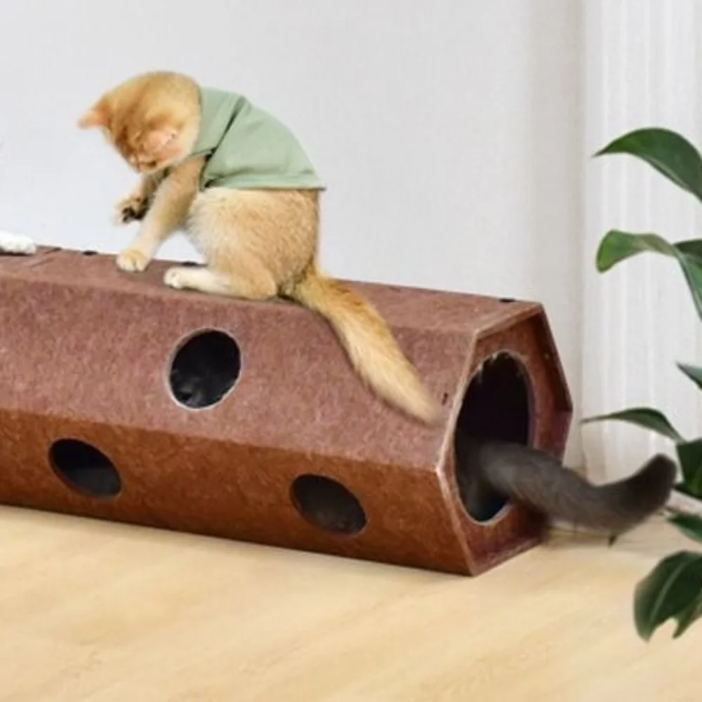 

Foldable Pet Cat Tunnel Toy Wear Resistant Interactive Cat Scratcher Tunnel Bite Resistant Grinding Claws Hideaway Tunnel