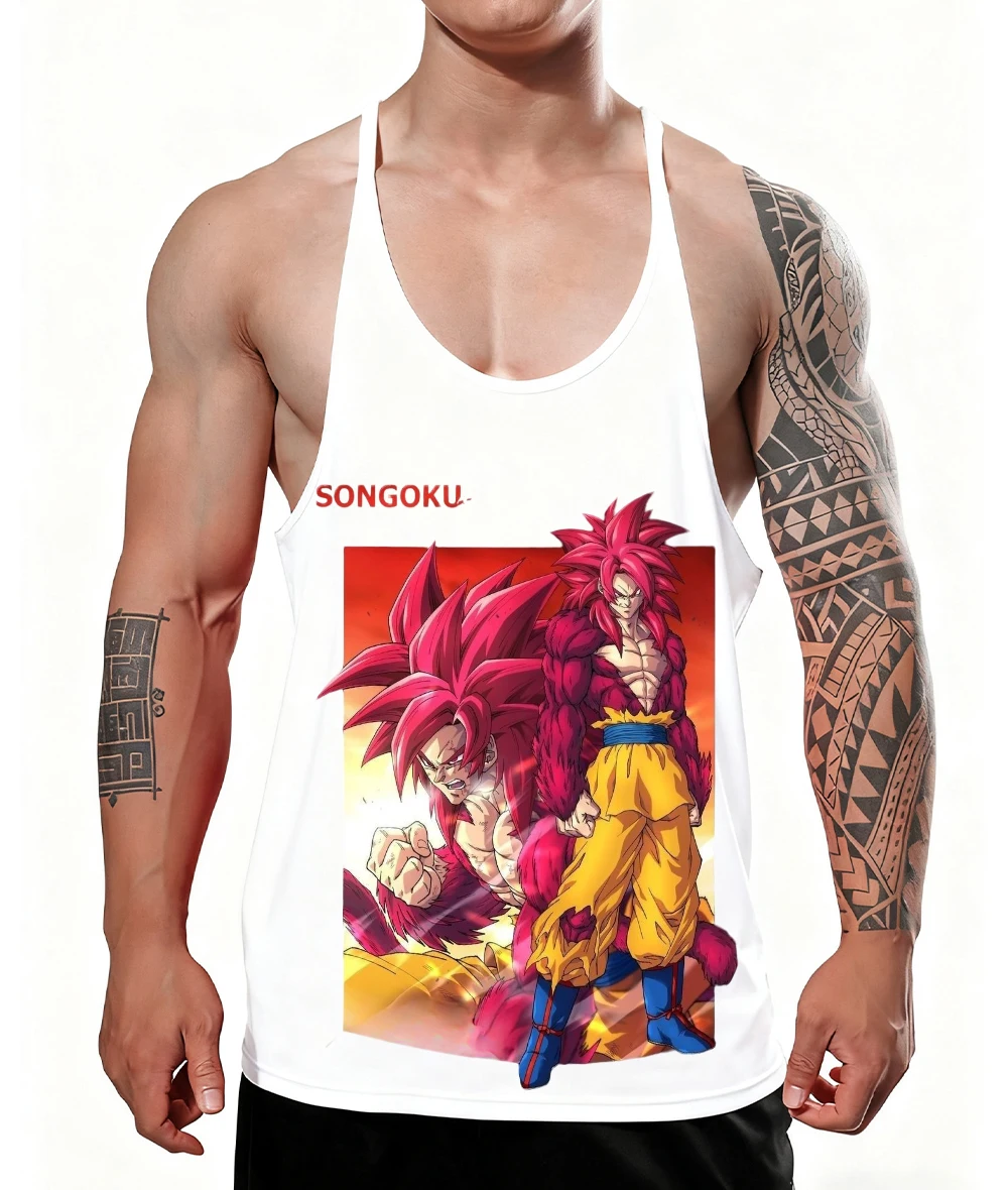 

Новая мужская майка Goku, жилет из 100% хлопка, японский аниме Dragon Ball, быстросохнущие майки без рукавов для фитнеса, топ для наращивания мышц