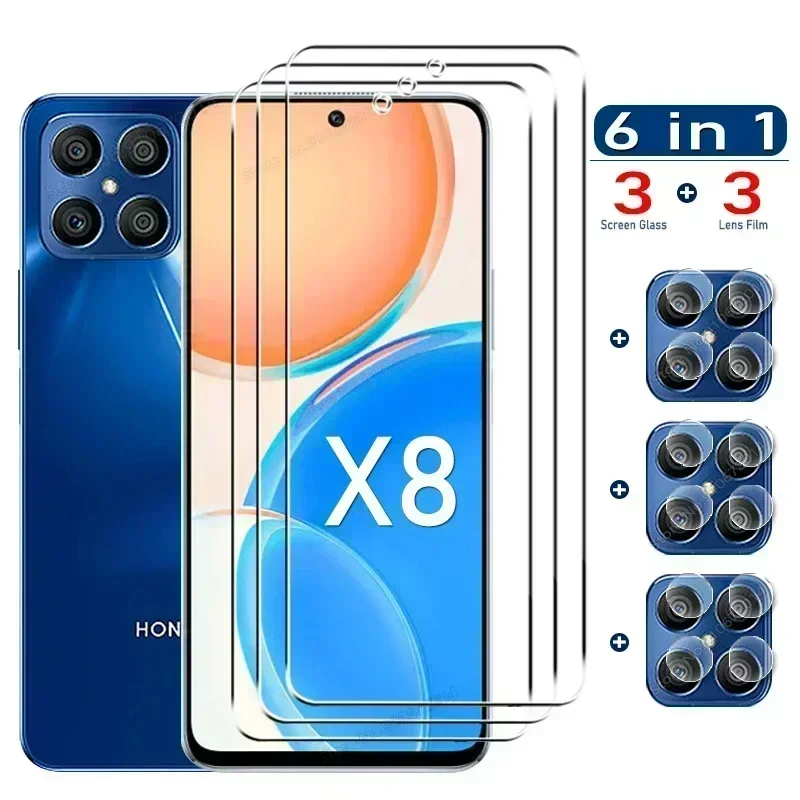 6 in 1 9H Glass For Honor X8 X9 X7 X6 X6A X7A X8A X7B X8B Tempered Film For Honor 90 Smart 50 70 200 Lite Lens Screen Protector