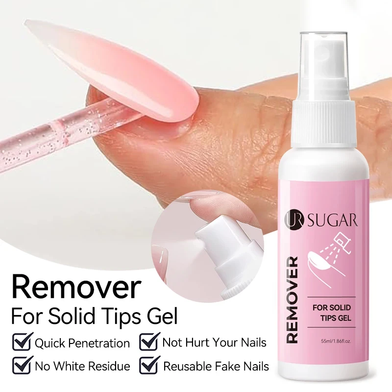 UR SUGAR 55ml เคล็ดลับเล็บปลอม Solid GEL Remover เล็บง่ายต่อการนุ่ม Remover กดบนเล็บเจลเคล็ดลับปลอม Remover เครื่องมือ