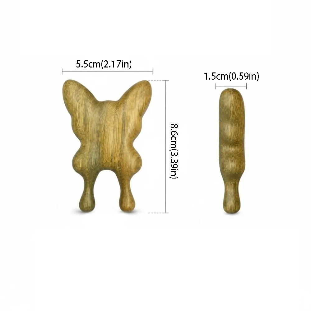 Scaler Solid Wood Gua Sha Tool Hand Polished Manual Butterfly Gua Sha Natural Sandalwood Acupoint Stimulation Skin Massager Eyes