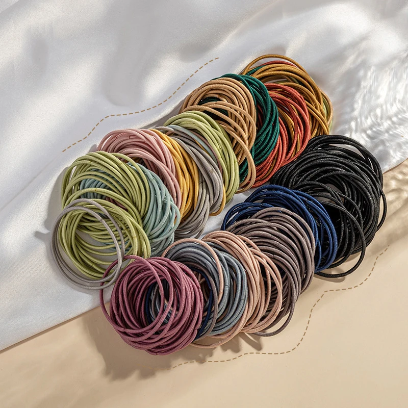100Pcs Skinny Hair Ties For Women Girls Seamless Elastic Hair Bands High Elasticity Colorful Rubber Band Trendy Hair Accessories
