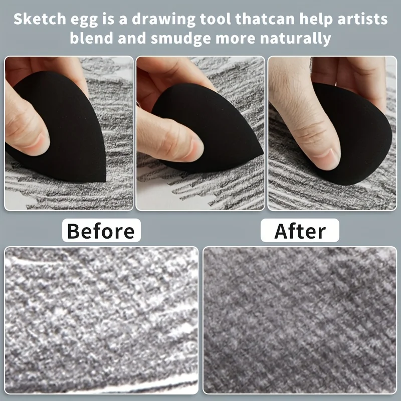 2 pcs Marie's Sketch Blending Eggs for Drawing & Sketching,Make Blending & Shading More Natural,Blending Sponge Tool for Artists