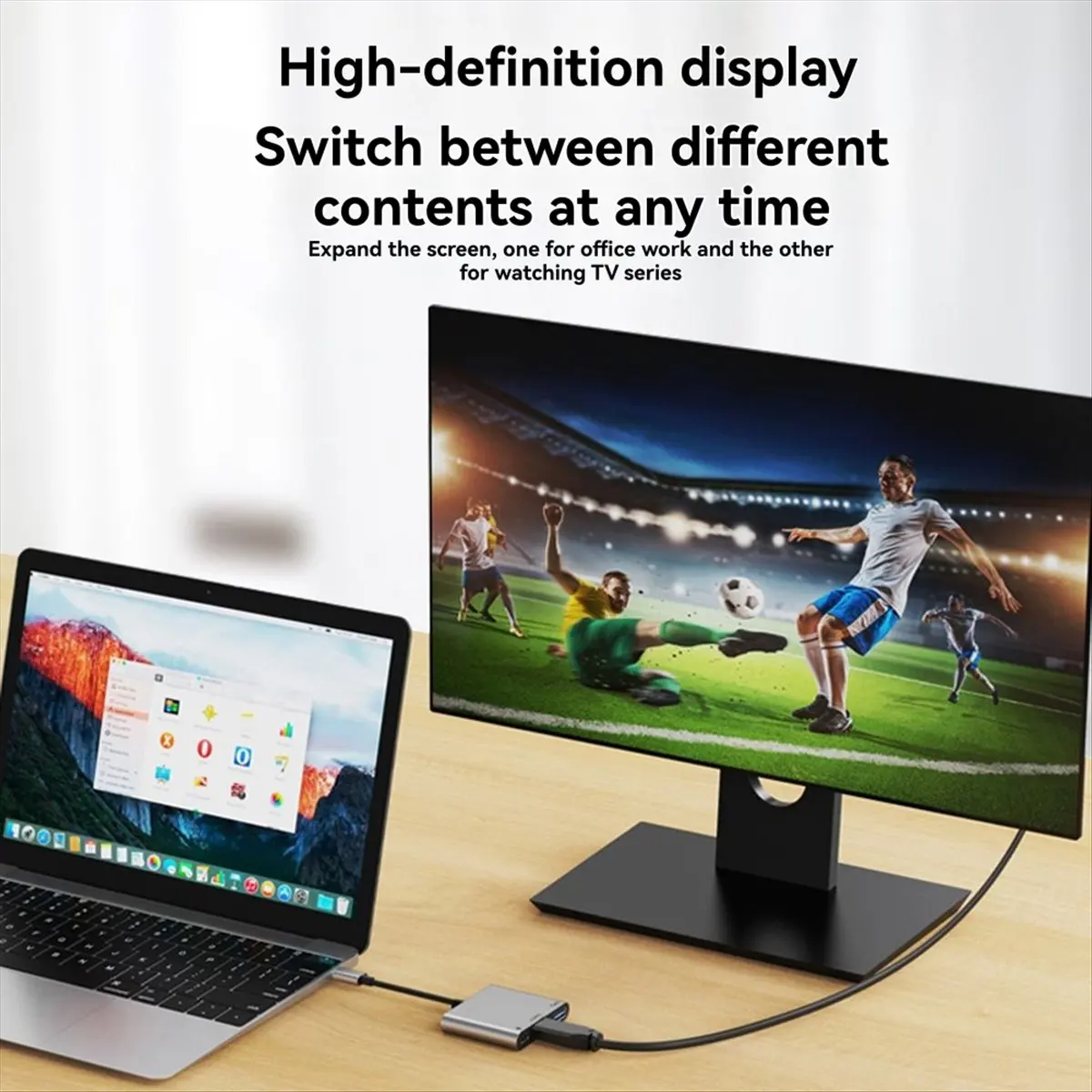 “QUALITY EXCELLE“ USB C to -Compatible Adapter with 4K Video USB 3.0 100W PD Charging for Galaxy