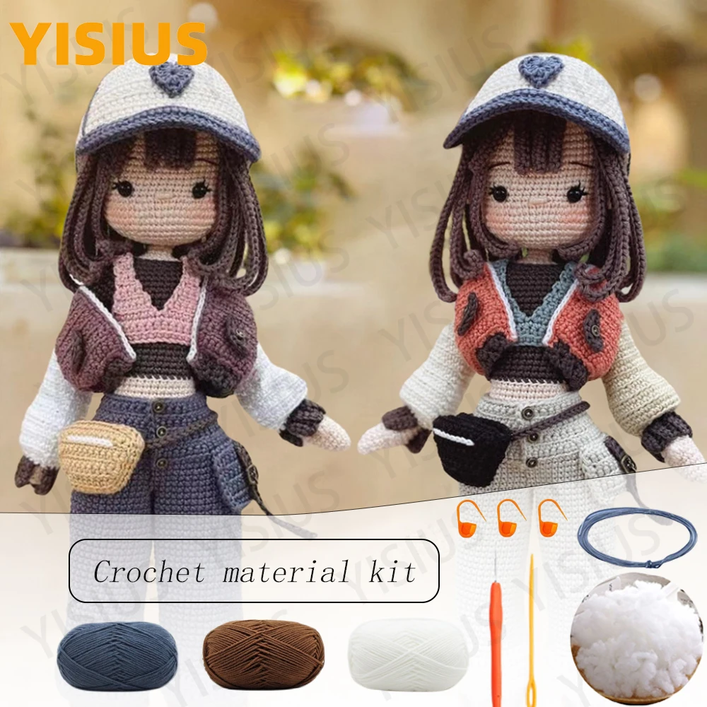 Crochet Amigurumi Girl Doll Hook Knitting Craft Child Gift Yarn Handmade DIY Material Kit With English Pattern Home Decoration