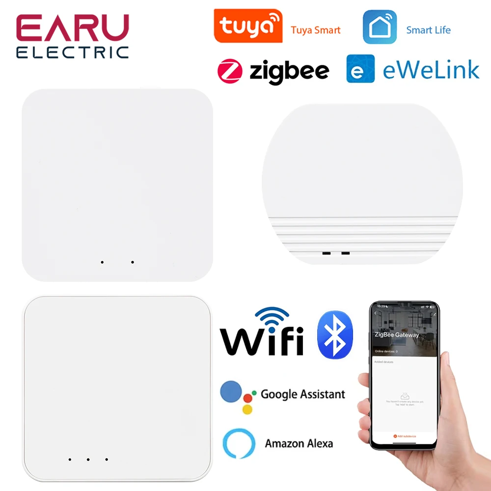 

Tuya eWelink Zigbee 3.0 Gateway Hub Bluetooth Smart Home Wireless Bridge Smart Life APP Remote Control Works with Alexa Google