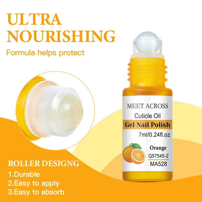MEET ACROSS 7ml Olio per cuticole Nutriente per la cura delle unghie con rosa, arancione, jojoba e vitamina C, trattamento idratante senza alcol