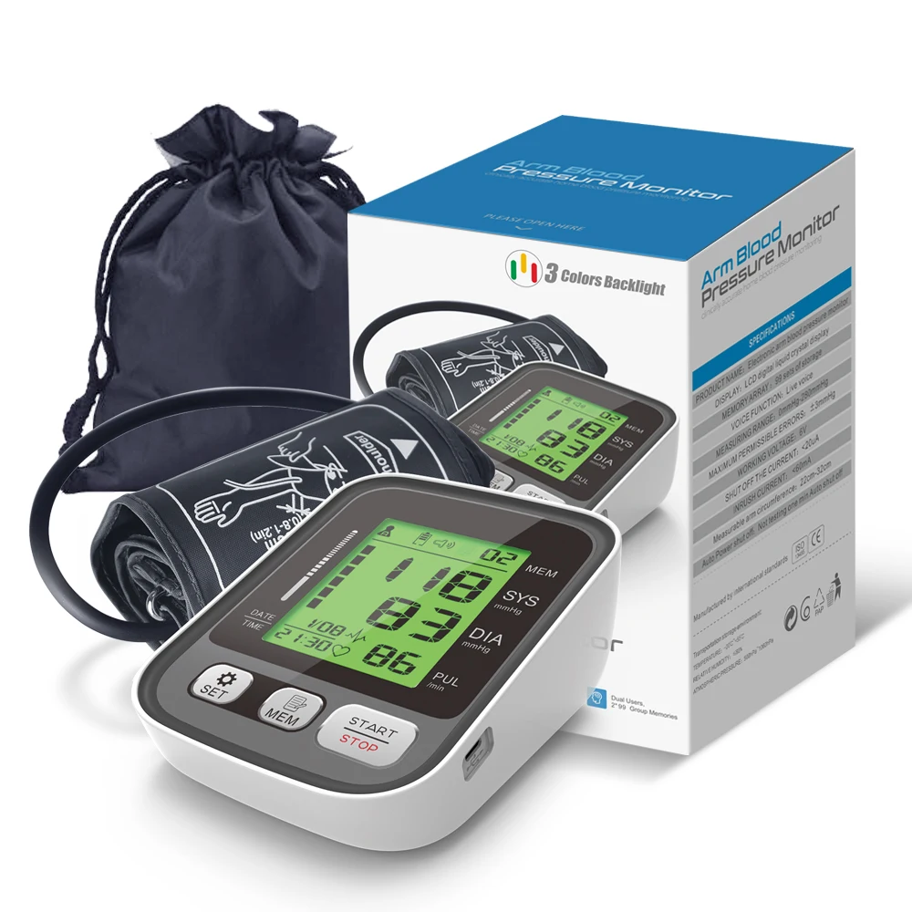 JianYouCare Digital LCD Arm Blood Pressure Monitor Heart Beat Meter Machine Large Cuff Medical Portable Tonometer BP Tensiometer