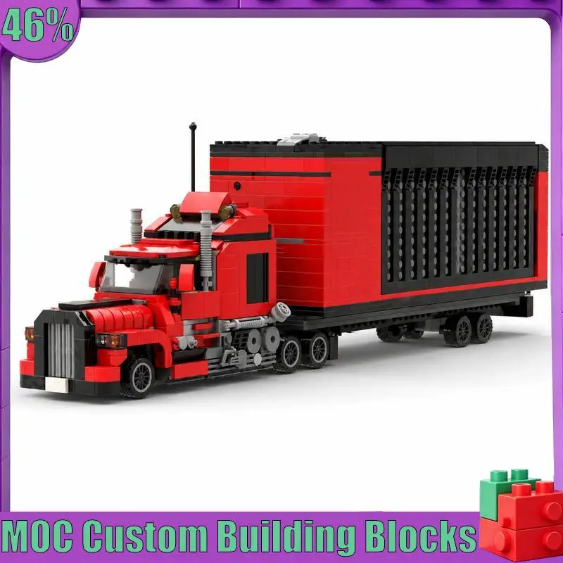 678PCS Heavy Semi Trailer Cargo Truck Custom Building Blocks Transport Vehicle Assembly Model Festival Gift For Truck Collectors