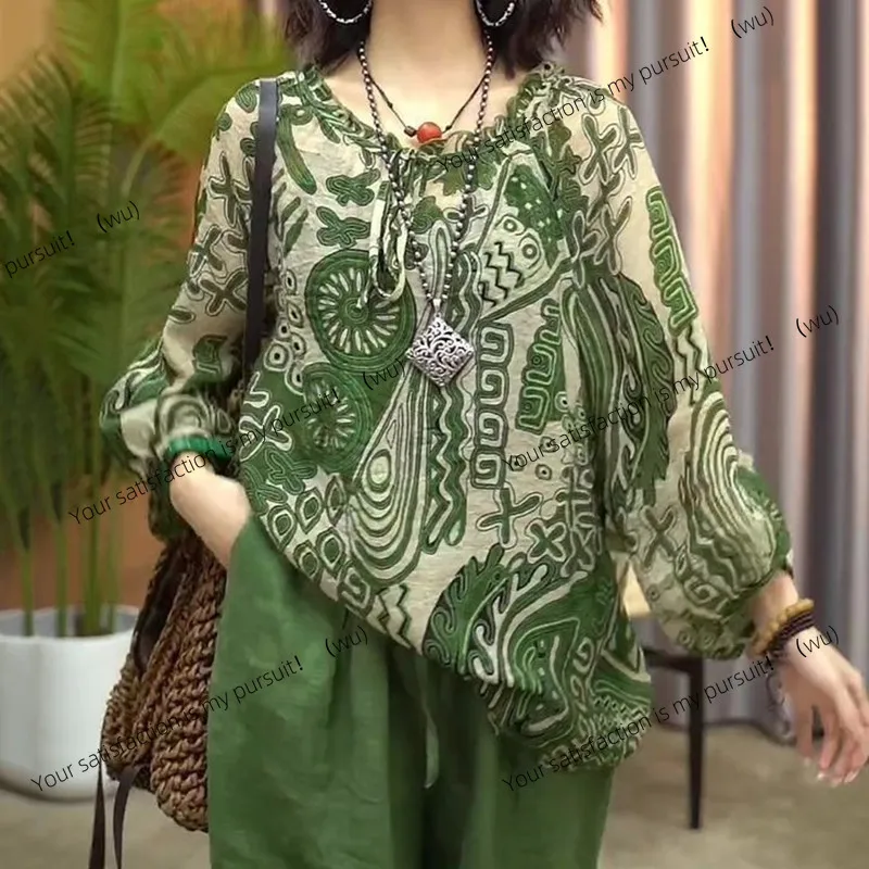 

ZOCI-Новая женская футболка с принтом в стиле ретро, весна-лето 2021, свободная посадка для мам среднего и пожилого возраста