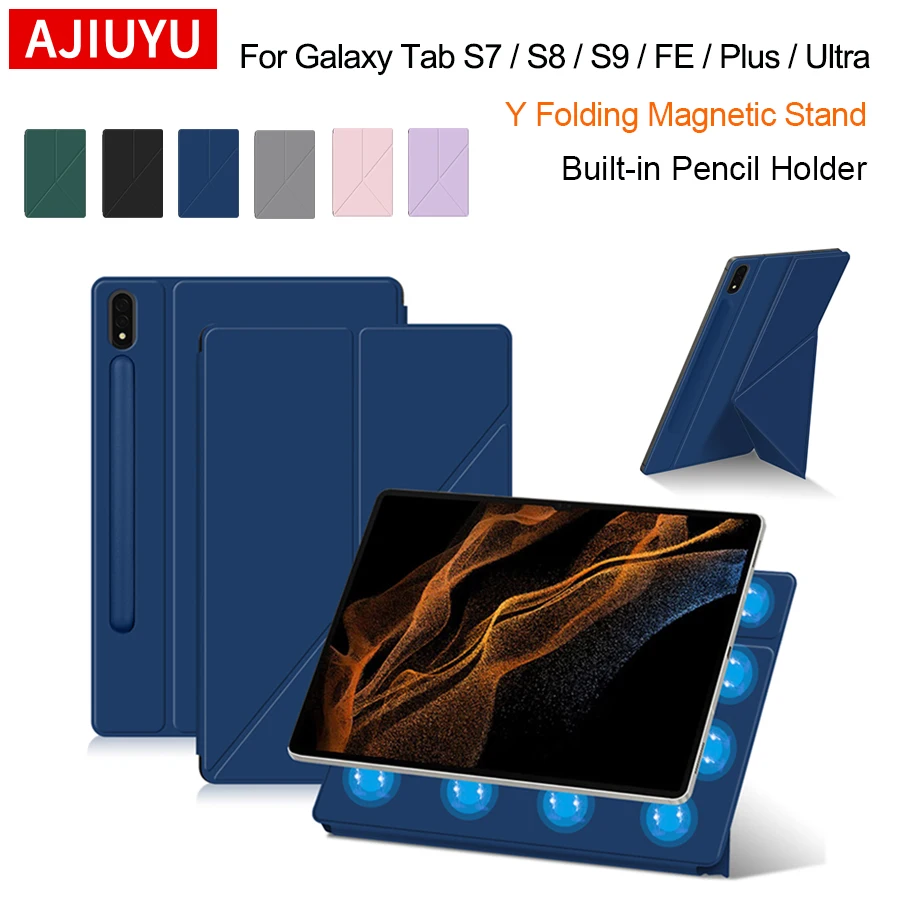 Magnetic Case For Samsung Galaxy Tab S9 S8 S7 FE Plus 11 12.4 Smart Book Cover For Galaxy Tab S8 S9 Ultra 14.6 Flip Stand Case