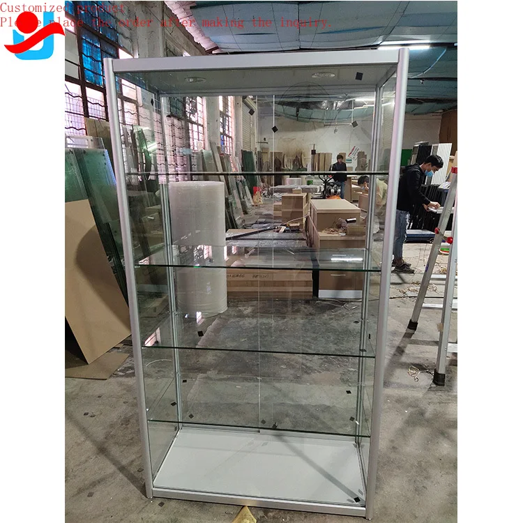 

Custom.Full Vision Tall Showcases Smoke Shop Display Exhibition Cabinet Jewelry Display Glass showcase With Light