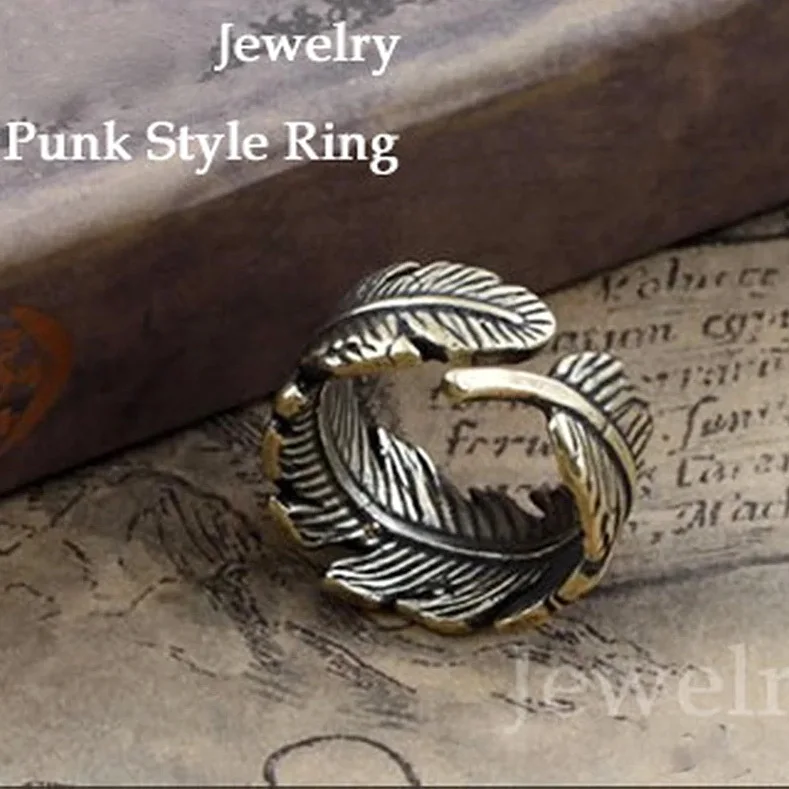 Classic Vintage Copper Feather Ring Good Quality Adjustable Size