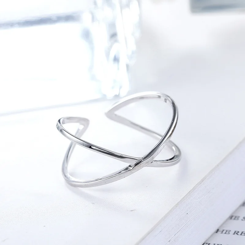 925 Sterling Silver Overlapping Simple Rings For Women Wedding Luxury Designer Jewelry Accessories