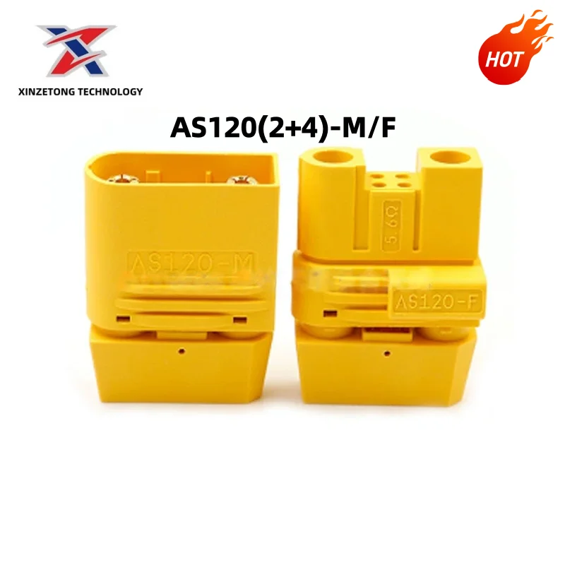 Amass AS120(2+4)-M/F Genuine Anti-Spark Connector for Agricultural Drone Lithium Batteries (with Resistor Signal Pins)