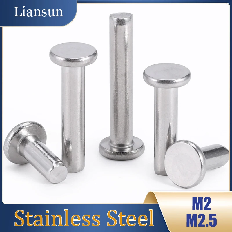 500/1000pcs M2 M2.5 Length 3mm 4mm 5mm-25mm 304 Stainless Steel GB109 Solid Flat Dome Flat Head Punching Binding Screws