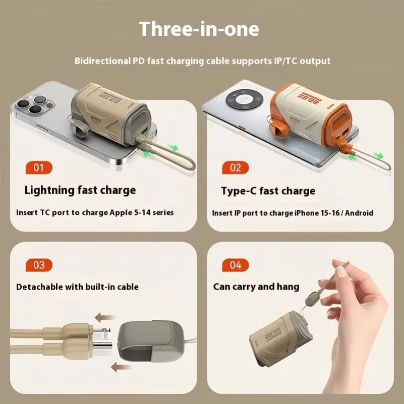 بنك طاقة من نيتريد الغاليوم مع قابس تيار متردد، رفيع للغاية، مدمج ومحمول، سعة كبيرة اثنين في واحد 10000 مللي أمبير 22.5 وات