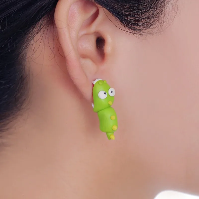 TTPAIAI 30 Brand Handmade Polymer Clay Cute Dinosaur Stud Earrings Fashion Cartoon lovely 3d Animal Earrings For Women Girl Gift