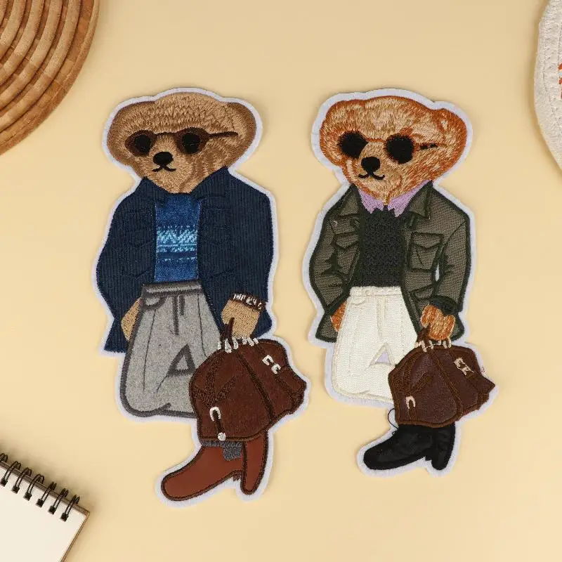 

Новые нашивки-аппликации с вышивкой в виде медведя, пришивные, для декора одежды, аксессуары для шитья, для рукоделия, для рюкзаков, текстильные