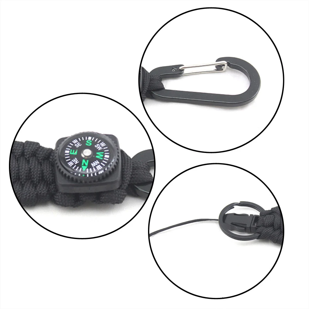 

3pcs Compass Key Chain Climbing Buckles Climbing Woven Rope Safe Carabiner Buckles for Mountaineering Outdoor Sports (Black)