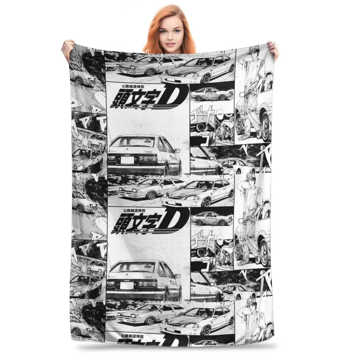 Initial D Blanket Flannel Breathable Sofa Throw Blankets For Home Bedroom Outdoor Throws Bedspread Quilt