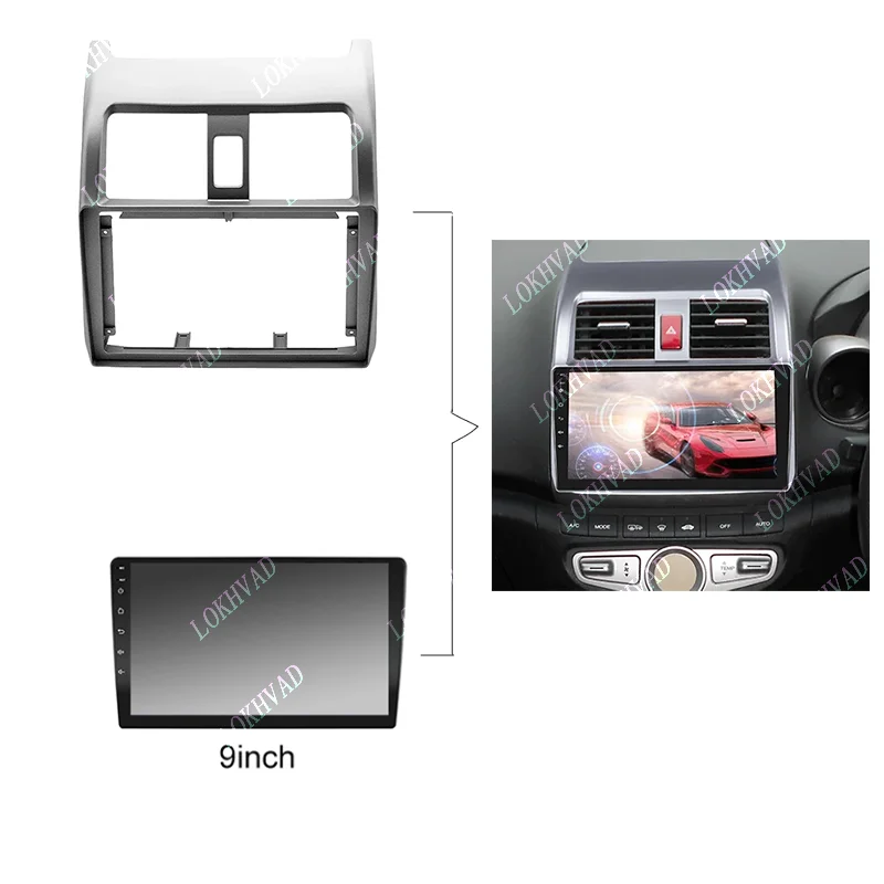 9 Inch Car Fascia Radio Panel for HONDA Airwave 2005-2010 Dash Kit Install GPS Facia Console Bezel Adapter Plate Trim Cover