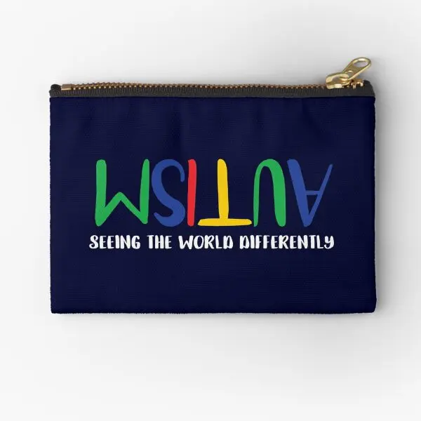 Autism Seeing The World Differently  Zipper Pouches Wallet Key Coin Pocket Small Bag Socks Men Underwear Panties Storage Money