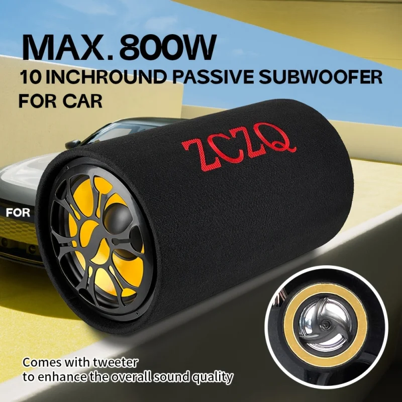 .800W 10Inch Car Round Passive Subwoofer, Good Bass Effect, Powerful Performance, Improve and Enhance Sound Quality, 12V High-po